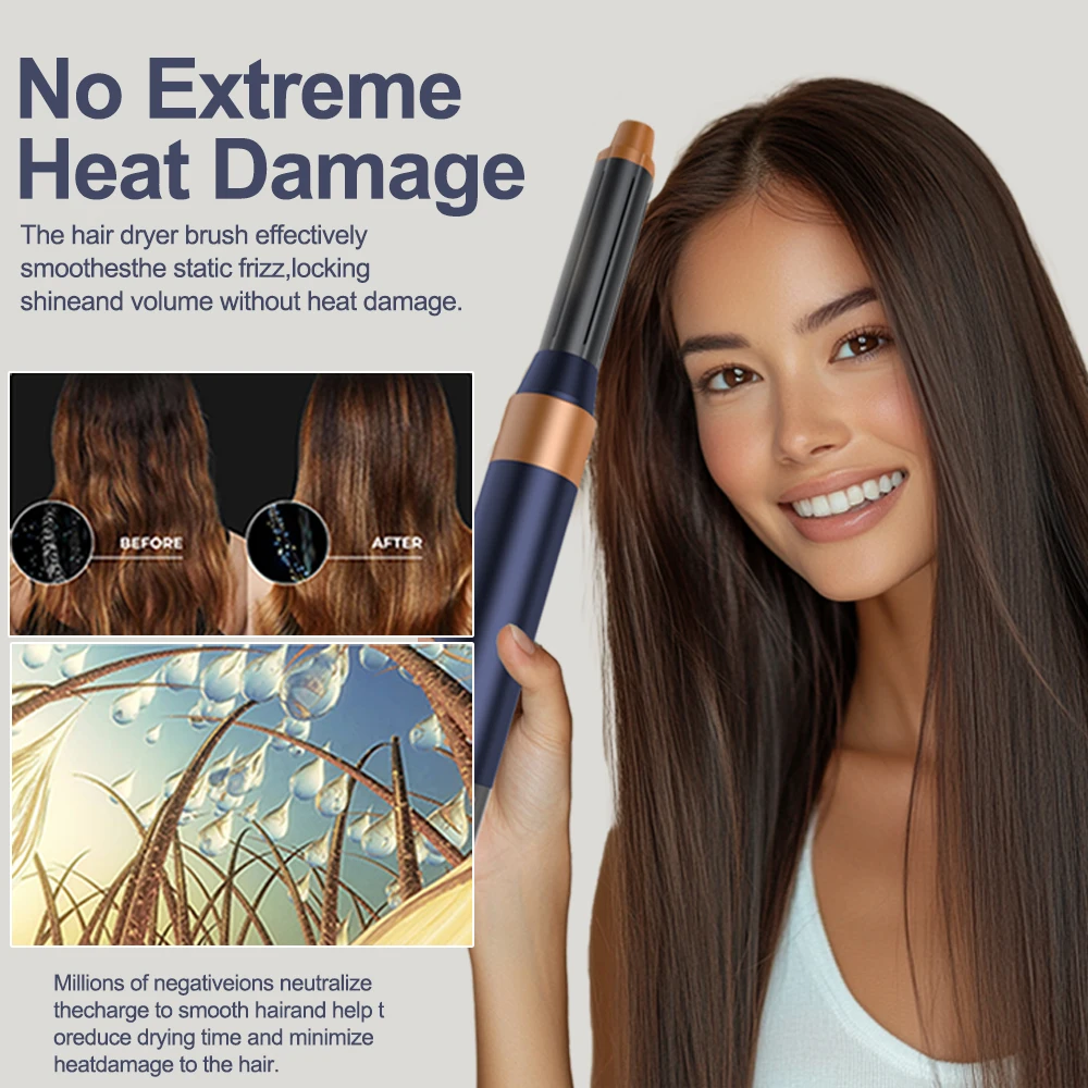 SMET Hot 7 في 1 أدوات تصفيف احترافية أيونية متعددة الوظائف لجميع أنواع الشعر مجعد ومستقيم لتجفيف الشعر للعناية بالشعر