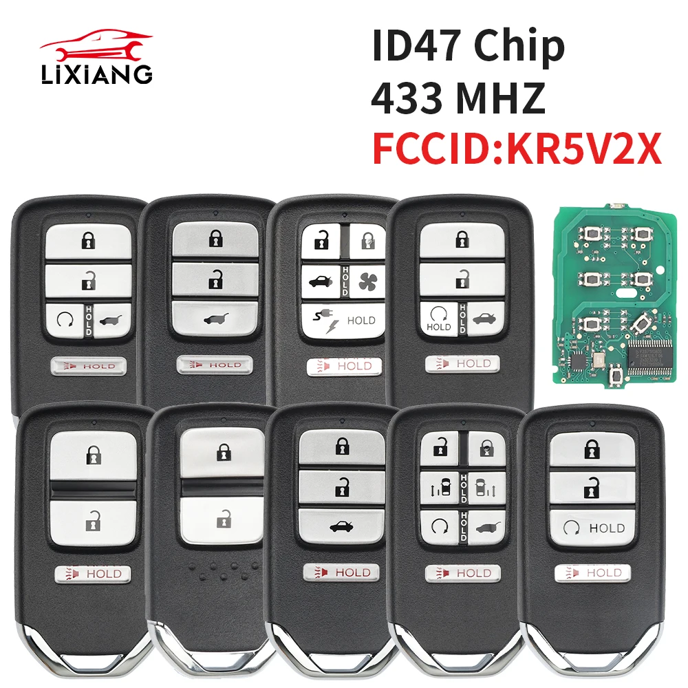 LIXIANG KR5V2X ID47 Chip 433MHz Car Remote Contro Key Fob For Honda Clarity Vezel City Civic Jazz Accord Pilot Ridgeline Odyssey