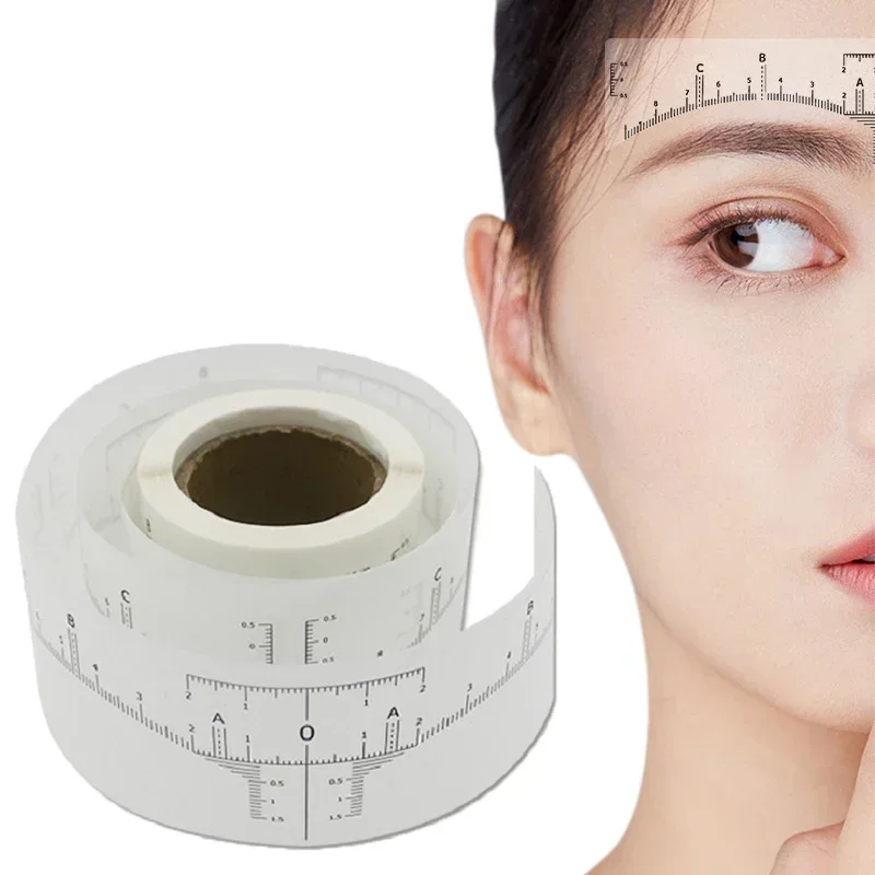 50pcs Disposable Eyebrow Measure Tool Eyebrow Guide Ruler Microblading Calliper Stencil Makeup Eyebrow Ruler Sticker