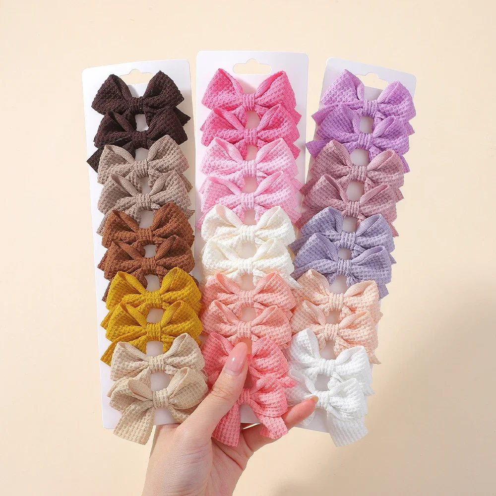 

10PCS Classic Corn Pattern Hair Clip Girl Bow Alloy Hairgripes Set Solid Color Bowknot Hairpin Headwear Clips Wholesale Gifts