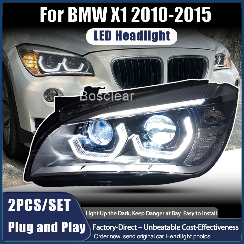 

2PCS Car LED Headlights For BMW X1 E84 F49 2010-2015 Modified LED DRL Angel Eye Front Headl Lamp Assembly Automotive Accessories