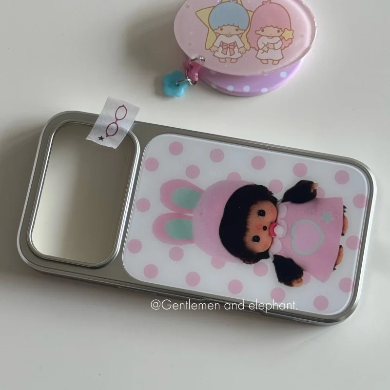 Coque de téléphone antichoc esthétique Monchhichi Lapin Mignon pour iPhone 17 16 15 14 Pro Max 11 12 13 Plus avec protection anti-chute