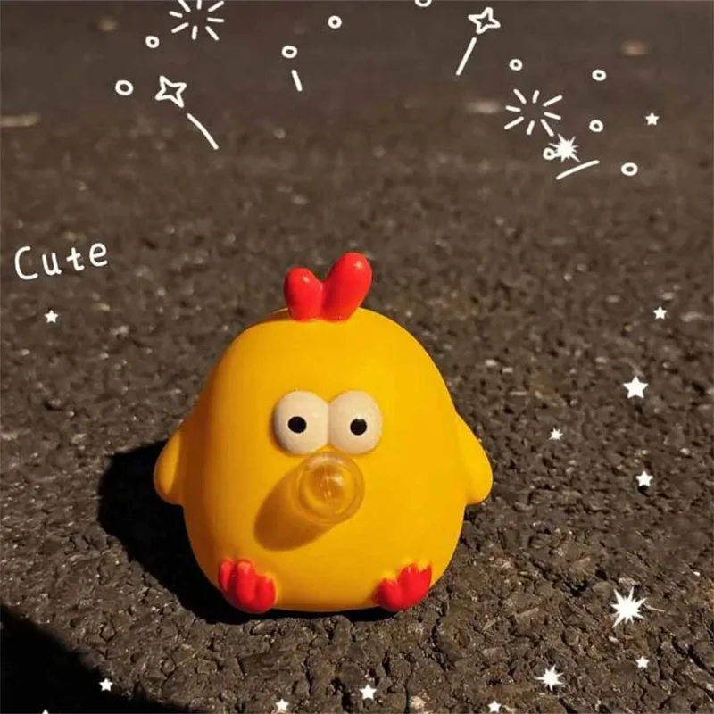 New Cute Chicken Squeeze And Spit Bubble Toys Creative Novelty Funny Stress Relieving Toy Pinch Music Fidget Toys Bubble Chicken