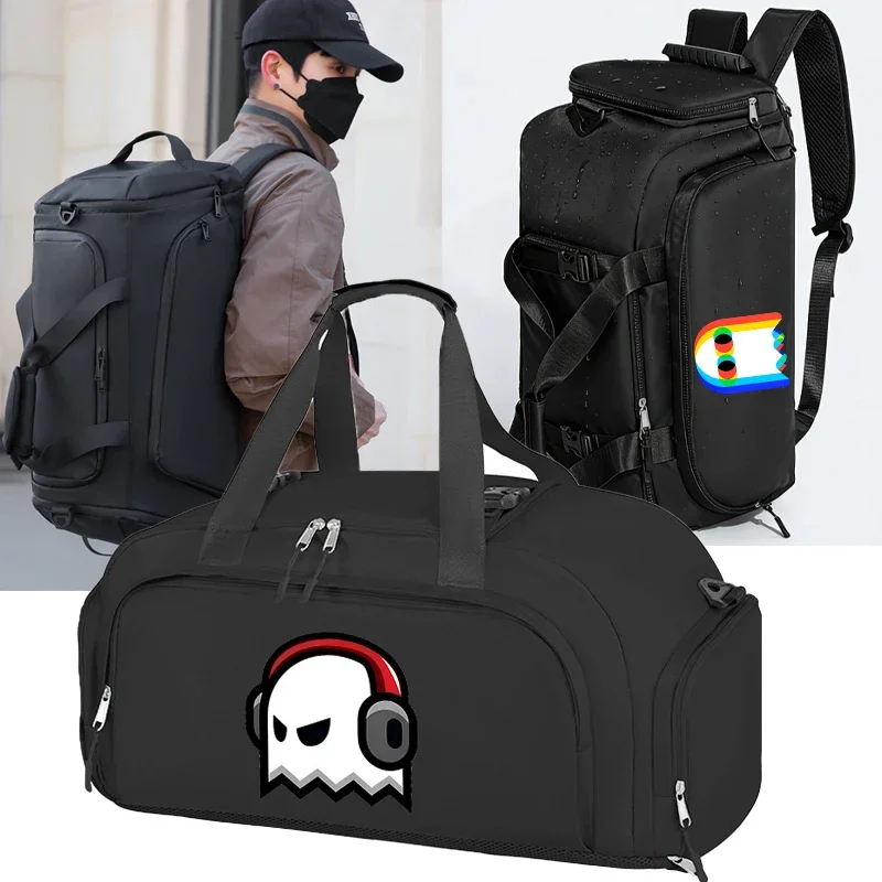 Cartoon Ghost Print Gym Travel Duffel Bag Backpack Large Capacity Sports Backpack Water Resistant Hand Crossbody Weekend Bag