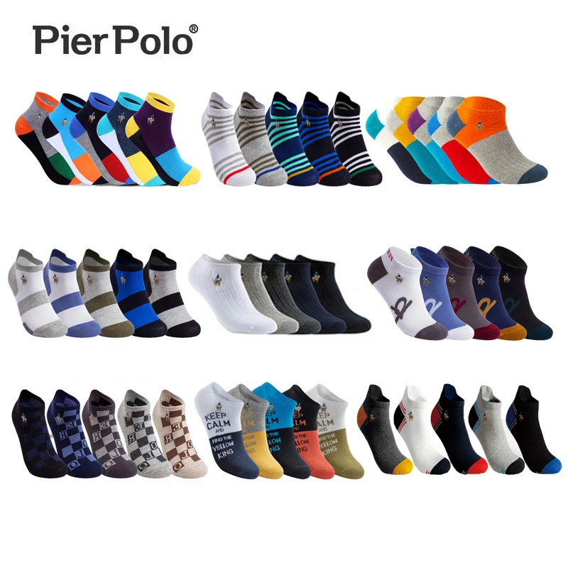 5Pair/Lot Summer Cotton Brand Socks High Quality PIER POLO Socks Casual Short Funny Ankle Socks Men Sokken Size 39-44