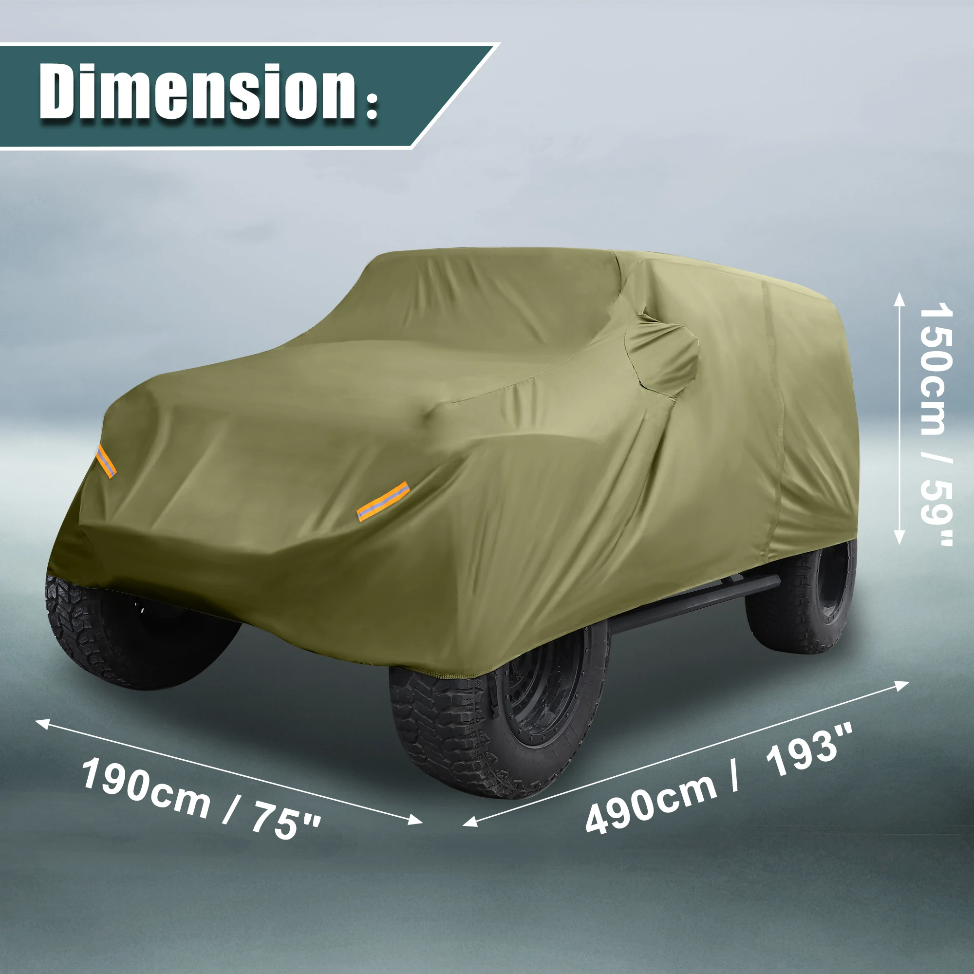 X AUTOHAUX Housse Voiture Pleine Étanche Jeep Wrangler JK JL 2 Portes Jusqu'à 440cm - Noire