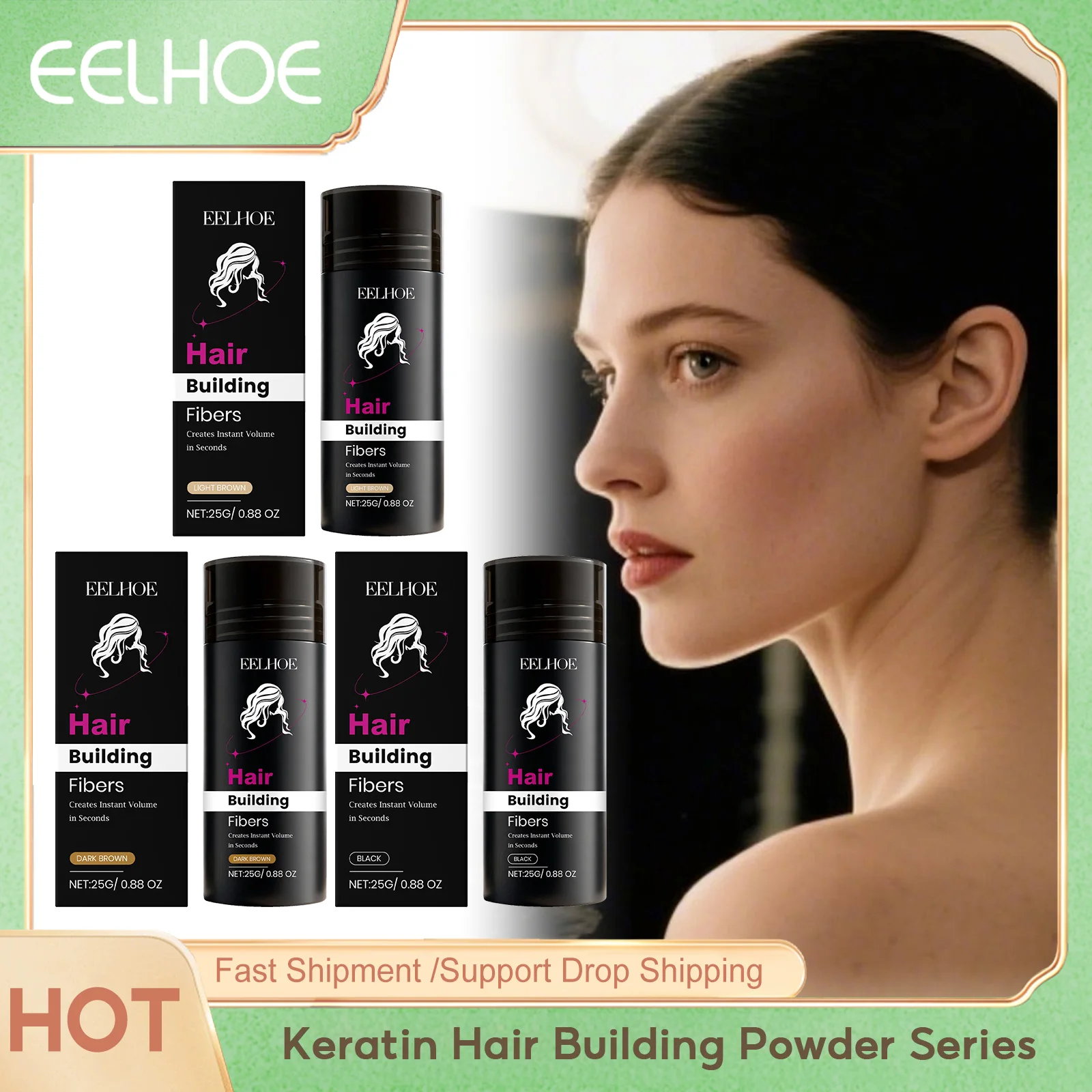

Eelhoe Keratin Hair Building Powder Series More Thickening Instant Waterproof Hairline Shadow Keep Fluffy Hair Shaping Powders