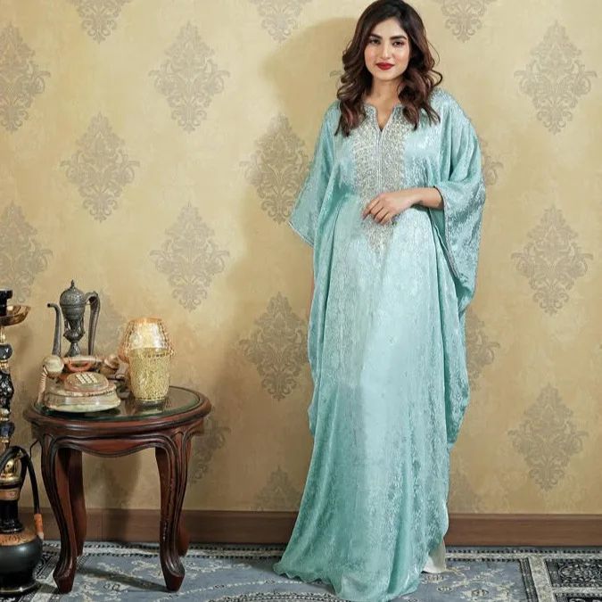 

Ds-2518 Muslim Fashion 2025 Rhinestone Dubai Turkey Elegant Long Robe Dress Robe Abaya Ramadan Dubai Luxury Islam Elegant