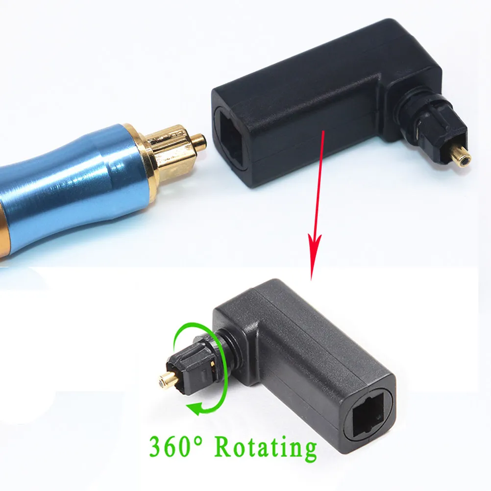 5Pcs Optical Fiber Adapter Female to 90 Degree Rotatable Male Connector High Quality Audio Adaptor for Tight Spaces