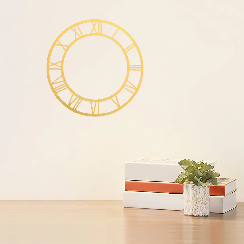 

2pcs Decorative Clock Sticker Round Acrylic Mirror Dial With Roman Numerals Diy Wall Clock Face Decal For Living Room Hotel