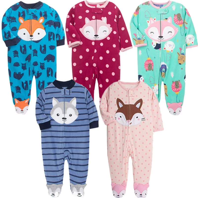 Spring Autumn Newborn Baby Boys Footed Girls Clothes Jumpsuit Soft Cotton Cartoon Fox Cute Romper Toddler Girls Bebe Clothing