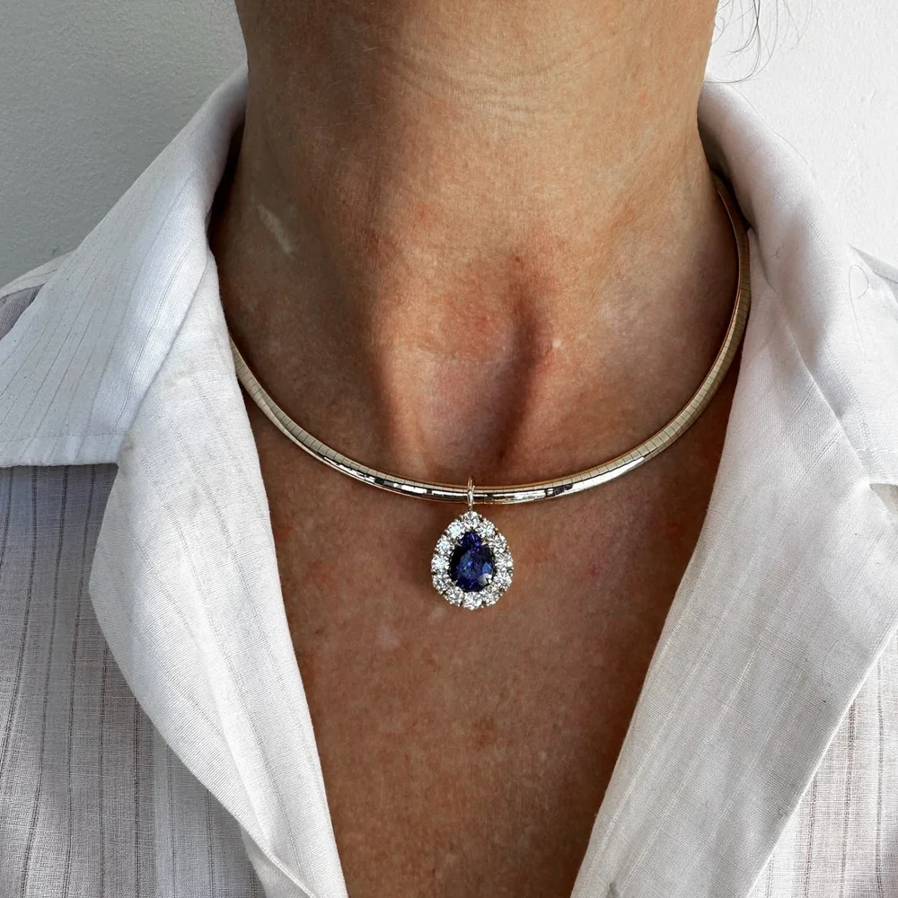 Luxurious and Authentic S925 Silver Sapphire Sun Lace Pendant Necklace Women's Jewelry Gift