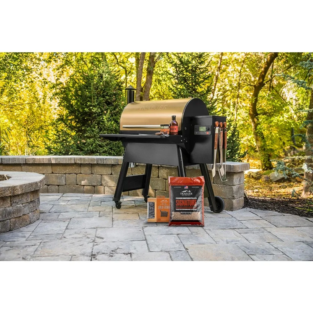 

Wood Pellet Grill and Smoker Bundle with Cover and Pellets Featuring Alexa and WiFIRE Smart Home Technology - Bronze