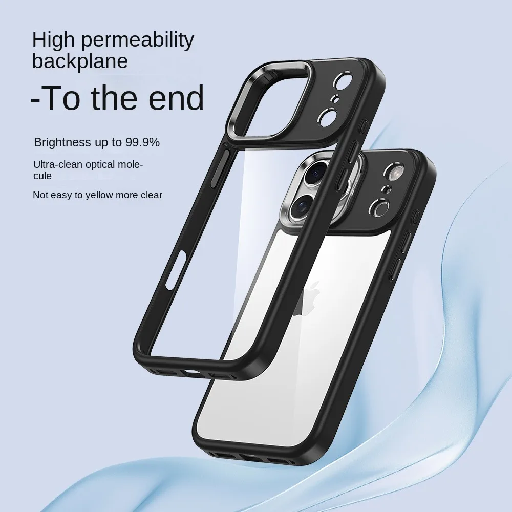 Titanium Metalen Lens Frame Case Voor iPhone 17 Air 16E 16 15 14 13 12 Mini 11 Pro Max Plus HD Transparant Schokbestendig Bumper Cover
