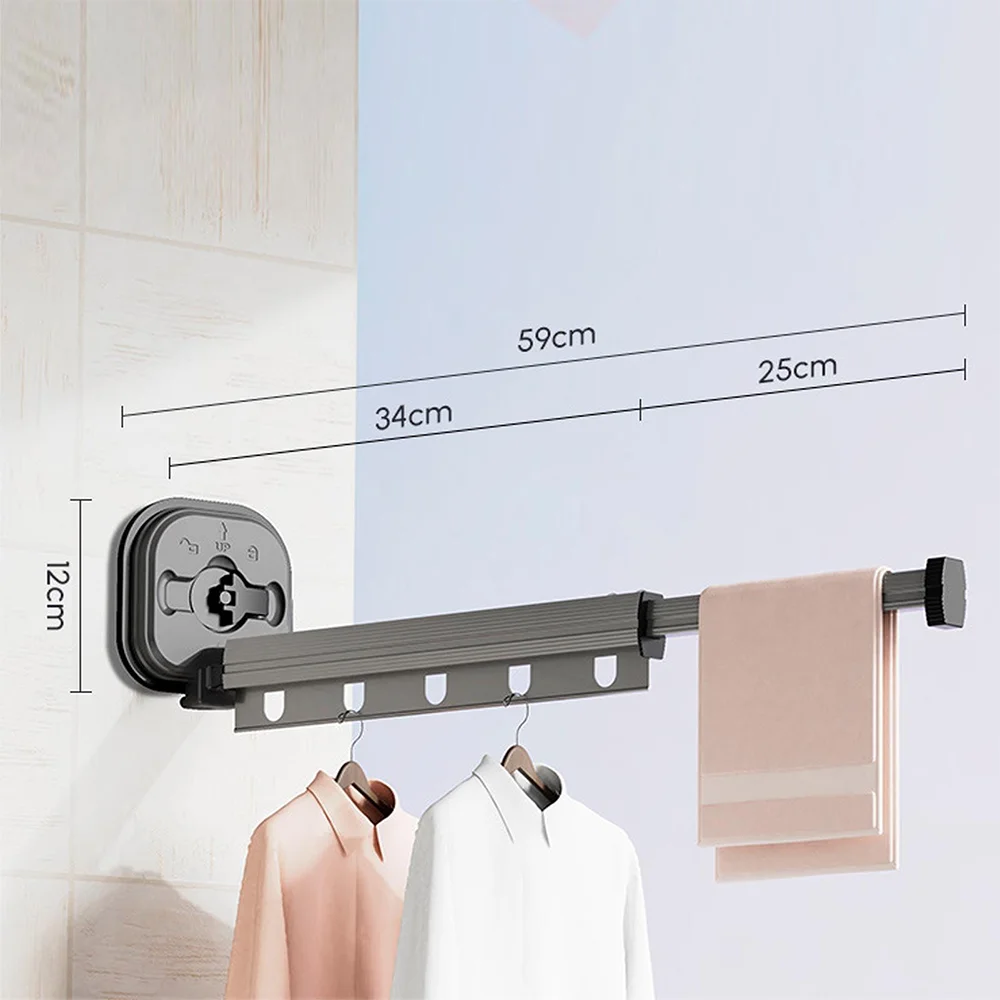 

Stainless Steel Wall Mounted Folding Retractable Drying Rack 360° for Laundry Room,Balcony,Dorm,No-hole suction cup Drying Rack