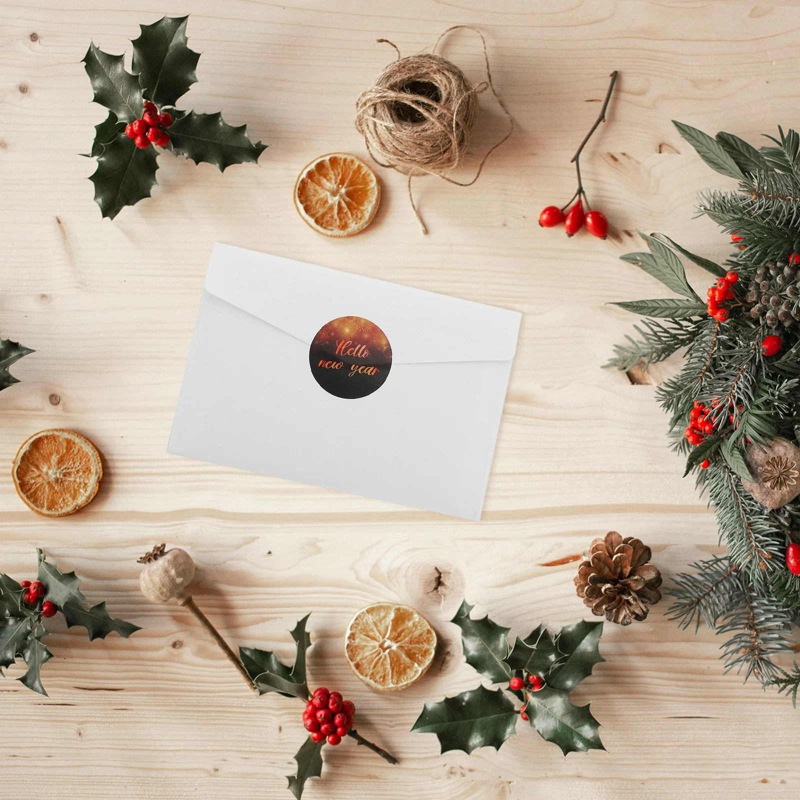 

1Set New Year Greeting Cards Blank Inside Stylish Design Party Supplies Stickers Envelopes for Family Friends Holiday Wishes