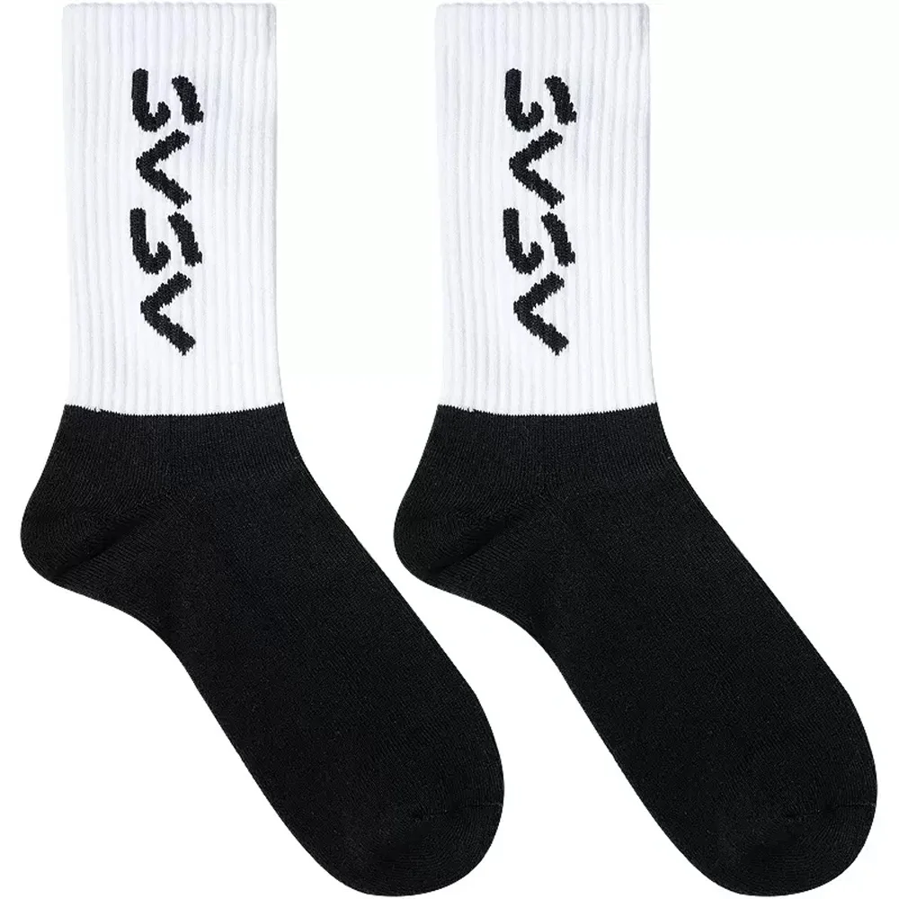 

Men's Tall White Sports Combed Cotton Socks いくいく Japanese Text Black and White Fitness Cotton Socks