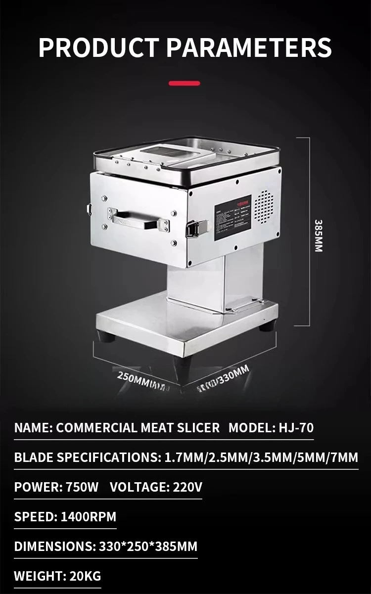 Electric Meat Cutter Machine Raw Meat Slicer Blade Stainless Steel 750W 220V Fast Slicing Speeds Versatile Applications Easy
