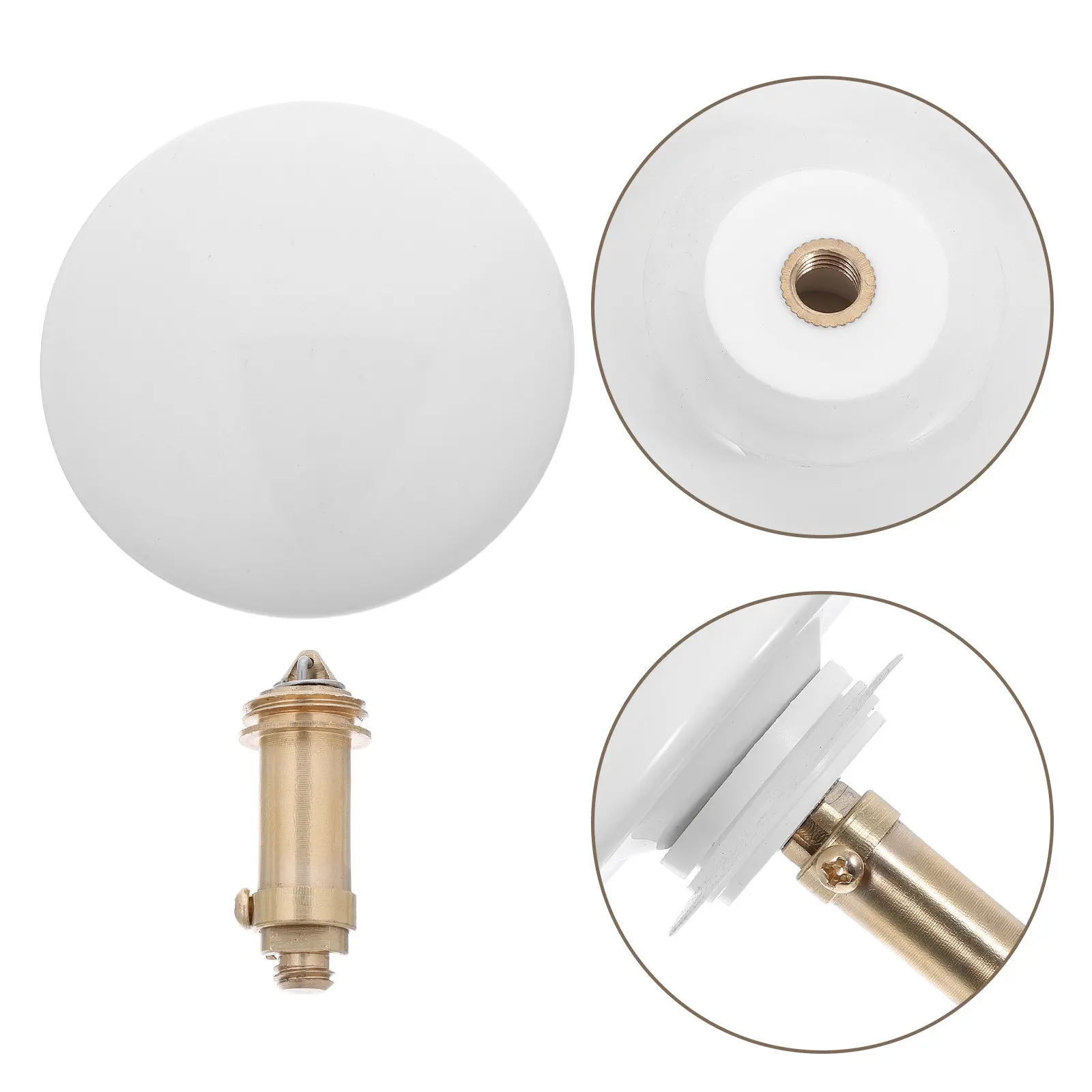 Pop-Up Bathroom Sink Drain Stopper White Ceramic Top Copper Core 36-39Mm Easy Press One Hand Operation Basin Plug Anti-Clog