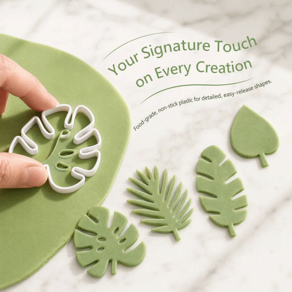 4PCS Durable Non-Stick Fondant Cutters Leaf Vein Details Cookie Cutters Easy Demolding Raised Edges Cutting Mold Cookie Making