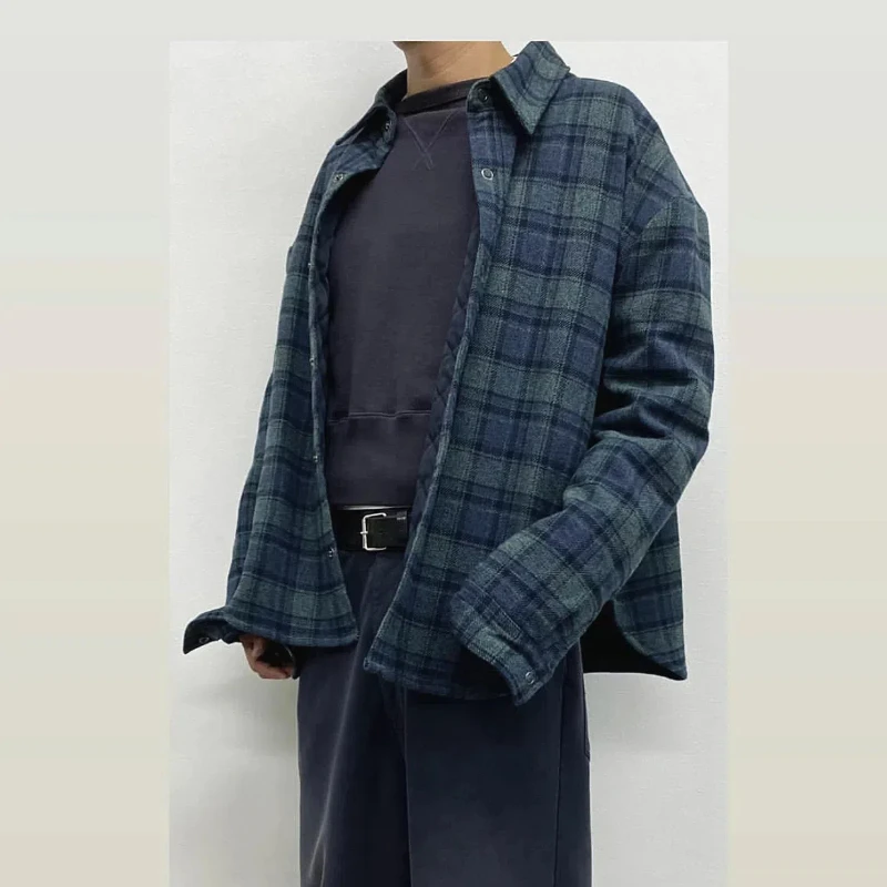 High Street Plaid Distressed Shirts Coats Casual Jackets Y2k Streetwear Jacket Coat High Quality Shirt