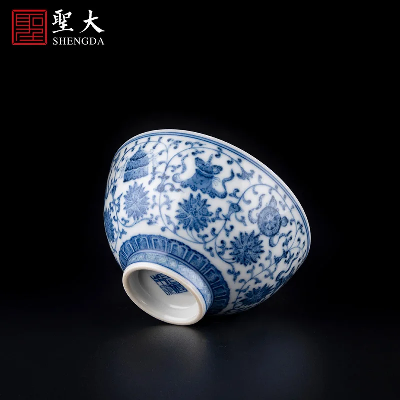 |white tangled branches lotus eight treasure pattern master cup Jingdezhen handmade porcelain tea cup Kung Fu tea cup