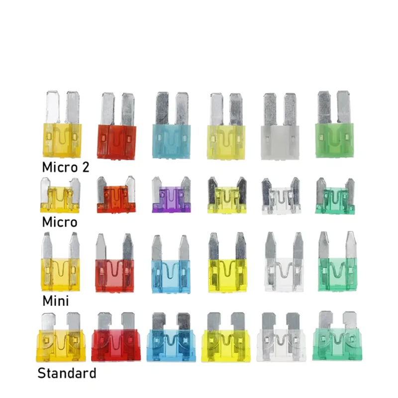 Standard Mini Micro 2 Car Fuses 2A 3A 5A 7.5A 10A 15A 20A 25A 30A 35A 40A Amp Clip Fuse Set for Car Truck Mini Small Medium