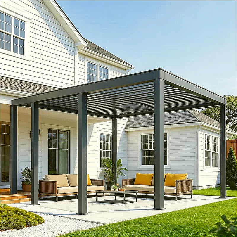 Garden Aluminum Pergola 4x4m Motorized Louvered Waterproof Roof For Patio Backyard Carport Gazebo Shade Customized