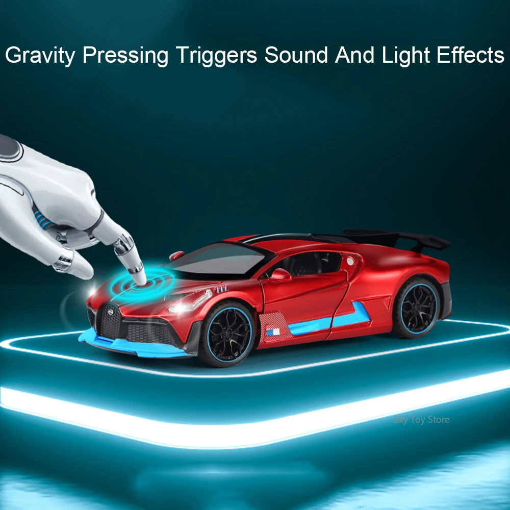 1:32 스케일 디보 볼라이드 미니어처 모델 장난감 다이캐스트 합금 스포츠카 문 열림 소리와 빛 풀백 차량 소년 생일 선물