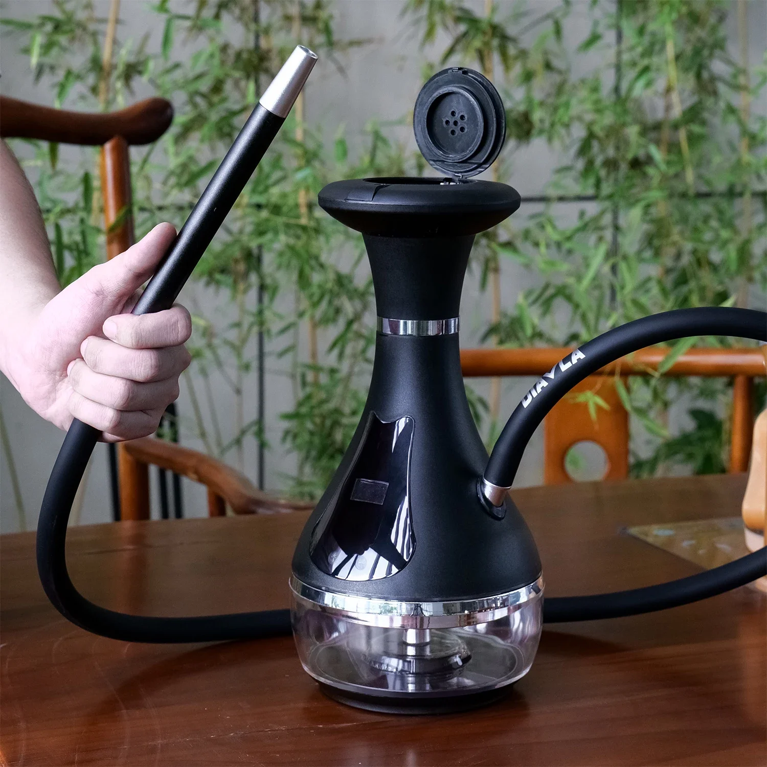 Electric Hookah Pipe Smoking Grass with Metal Shisha Bowls Glass Water Pipe Nargile Full Set Easy To Clean Smoke Accessories