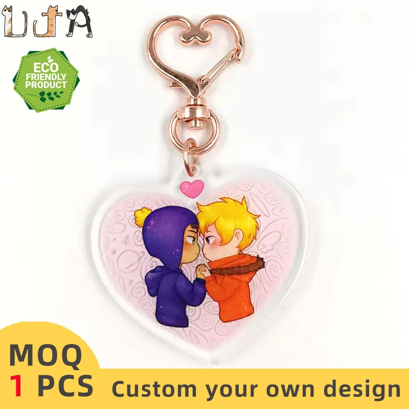 UJA CNC Diamond Cut Car Logo Keychain 3D Anime Keychains Cute Personalized Wristlet Clear Acrylic Pvc Mini Bag Bear Clear Charms