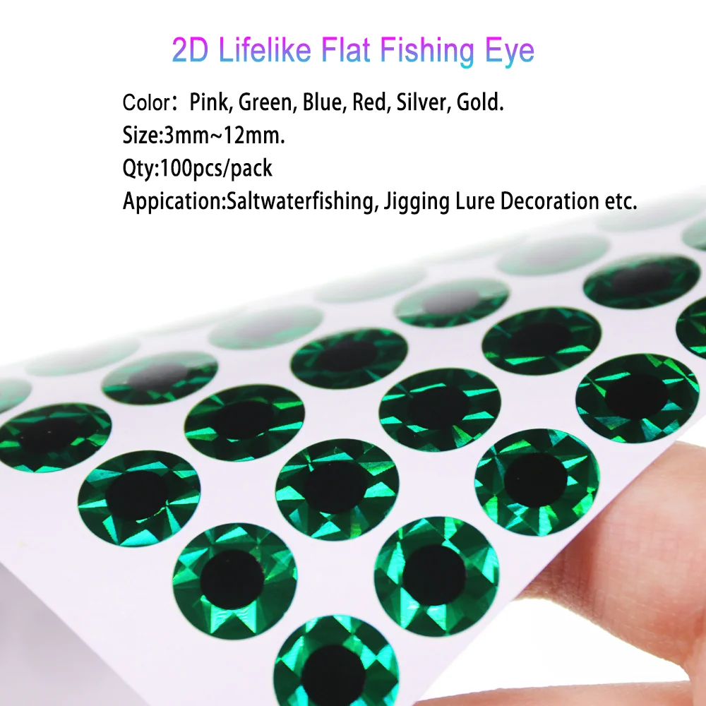 Lionriver Holographic Epoxy 2D Flat Fish Eyes Streamer  Saltwater Jig Fishing Lure Bait Artificial DIY Eye Fishing Tackle