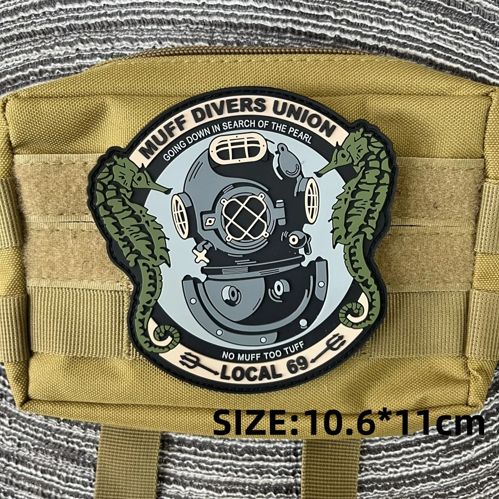 Muff Divers Union PVC Patch Backpack Hook&Loop Patches for Clothes Tactical Stickers NO MUFF TOO TUFF Morale Badges