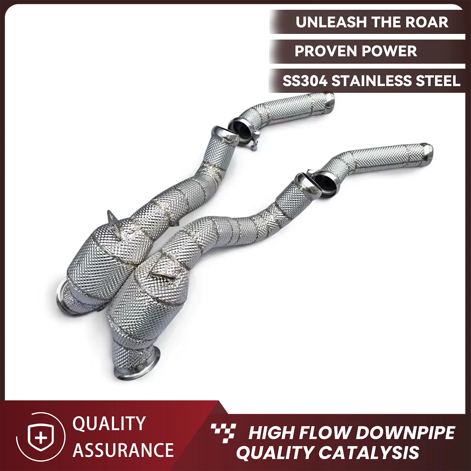 

ECCF SUS304 Stainless Steel Performance Downpipe with Heat Shield for Mercedes C63 C63S AMG W205 4.0T 2015-2023