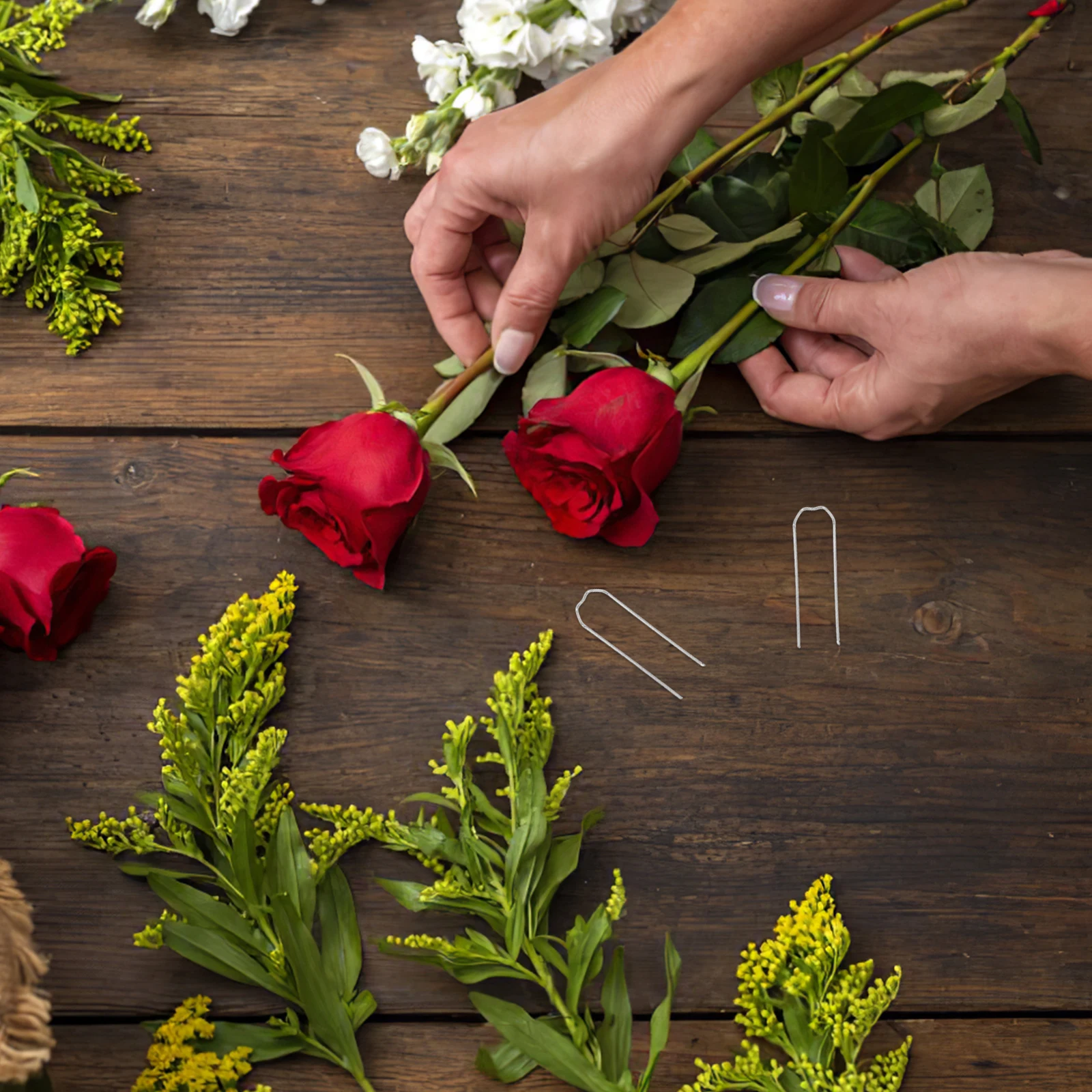 

200pcs Floral Pins for Arrangement Metal Flower Nails Wire Drawing Bouquet Making Tools Artificial Flowers Galvanized Steel