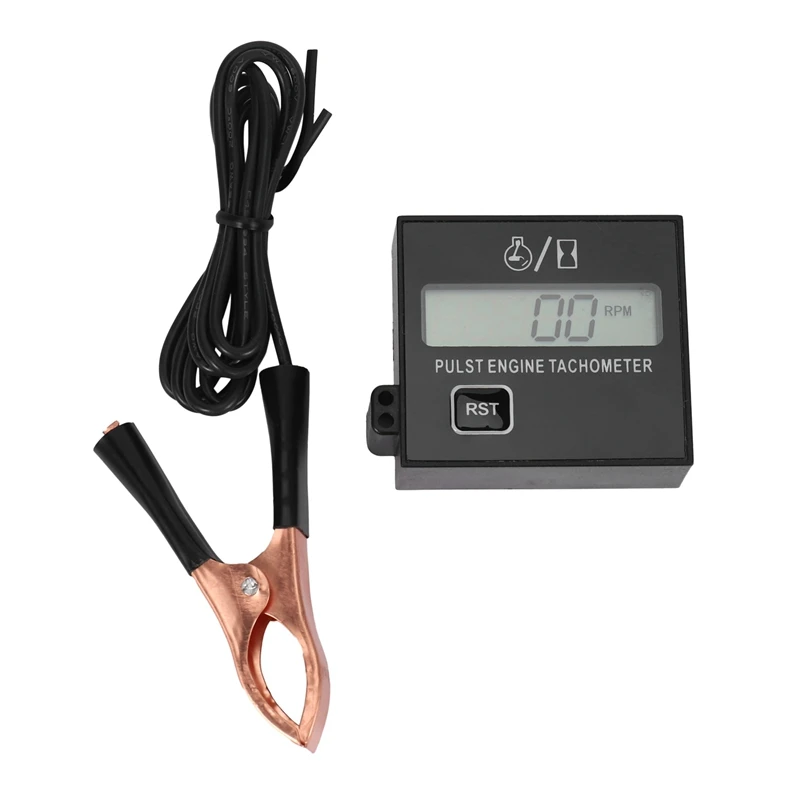 New Gasoline Digital Engine Tachometer Inductive Pulse With 5Pcs Sprocket Rim 3/8 Inch Pitch 7 Tooth 19Mm