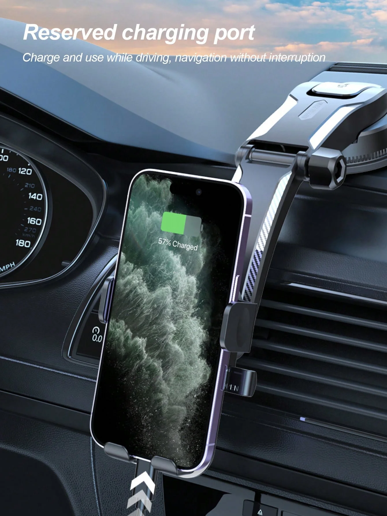 

Gravity Auto-Lock Car Phone Holder – Pull-Down Clamp, Telescopic Suction Mount, 360° Rotation, Upgraded Non-Slip Base, Fits 4.7-