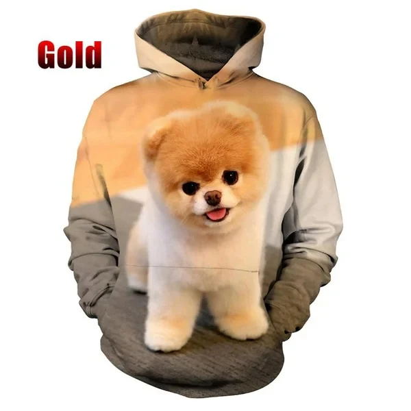 

Cute Pet Dog Hoodie 3D Pomeranian Print Hooded Sweatshirts Animals Pattern Couple Hoodie Casual Long Sleeve Cool Streetwear Tops