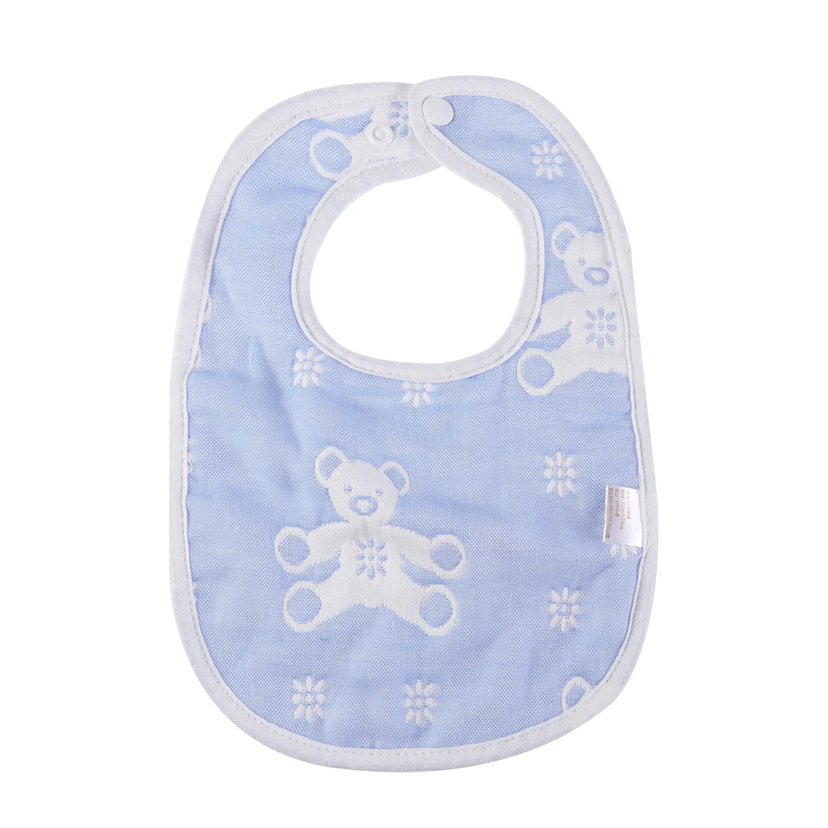 Bavoirs en forme d'ours bleu en forme de U pour bébé, vêtements confortables en coton doux avec fermeture à pression pour garçons et filles, nouveau-né