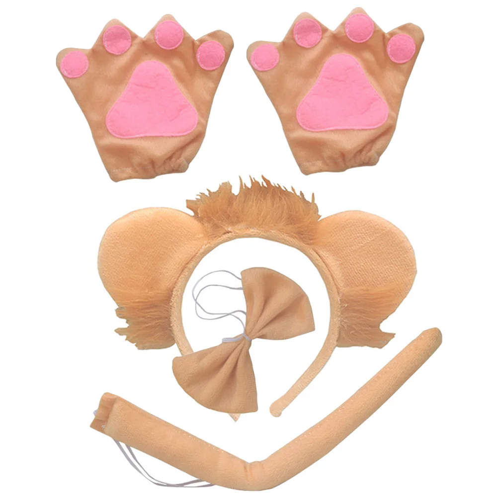 Cosplay Decor Accessory Animal Headband Lion Bow Tie Supply Decorate Plush Ears Horns