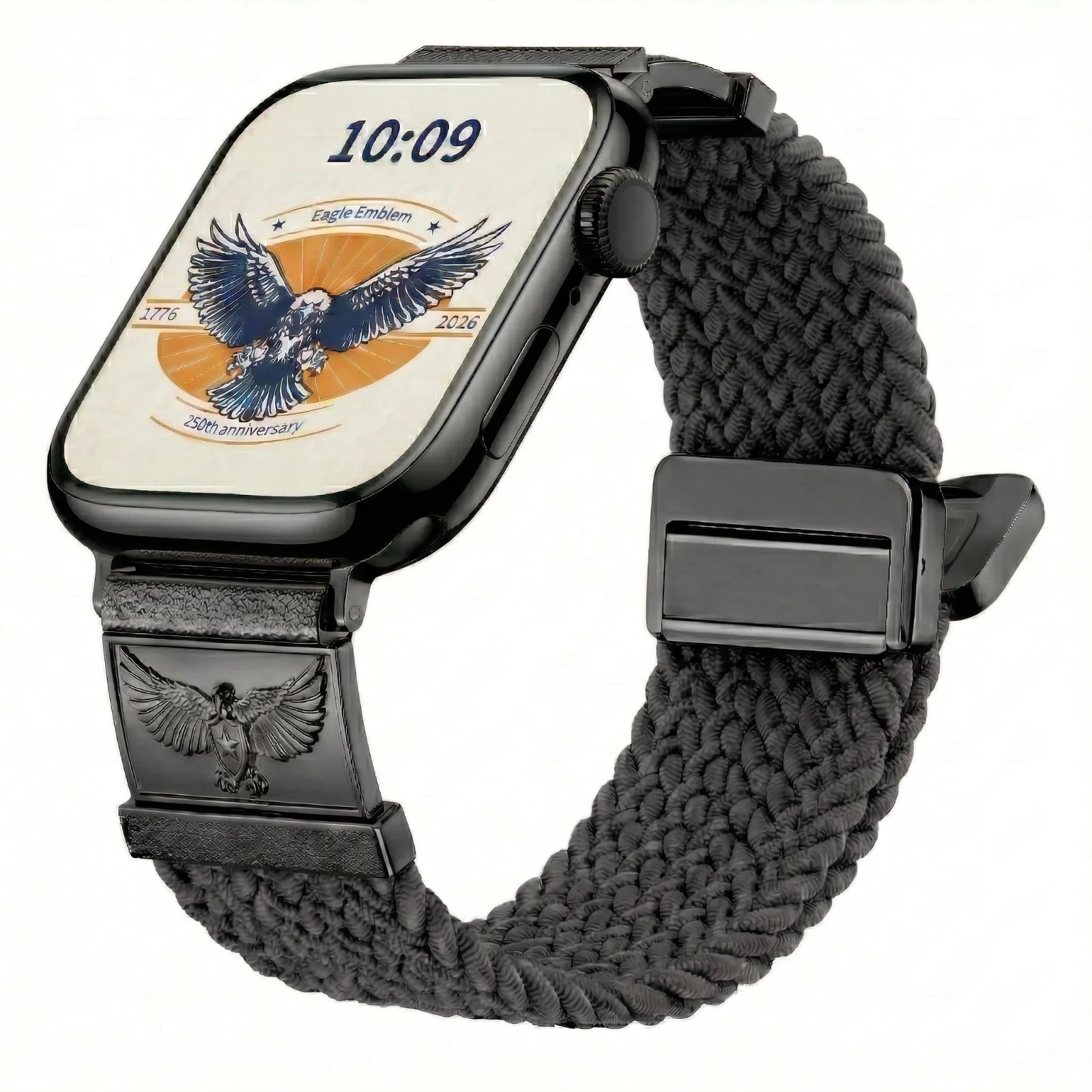 Rugged Nylon- Compatible with Apple Watch Ultra 3/ Ultra 2 Band 49mm Men,The Eagle Logo Pattern Stretchy Elastic Nylon Fabric