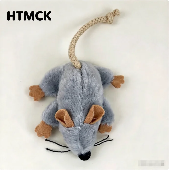 Plush Cat Toy Mouse Realistic Moving Tail with Sound Interactive Kitten Toys for Indoor Cats Hunting Game Play Pet Supplies