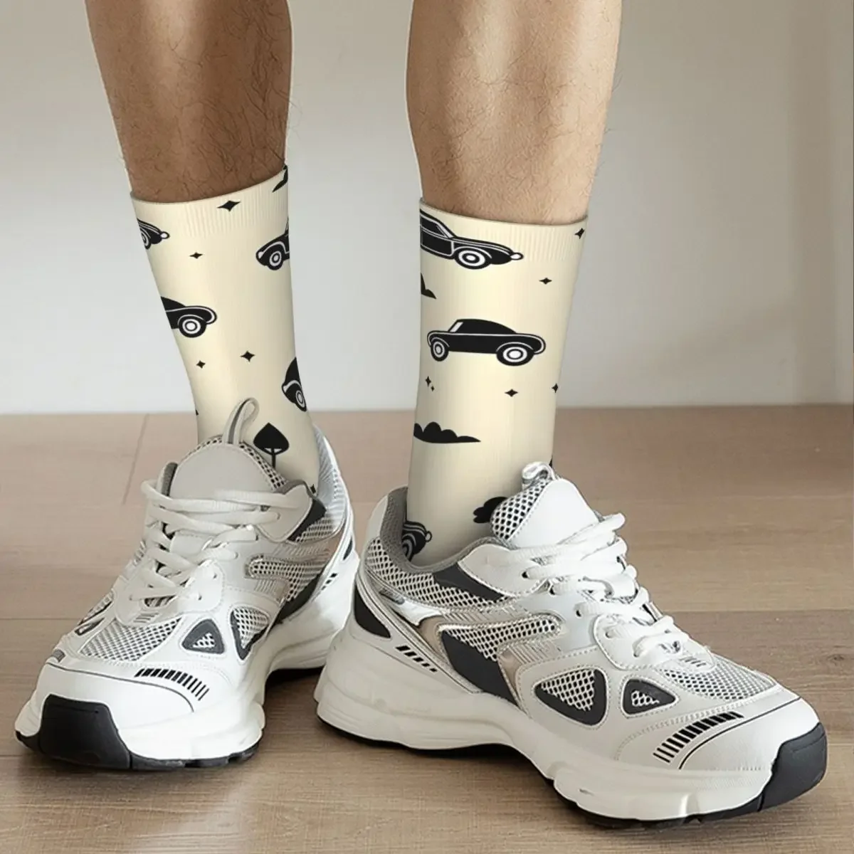 Vintage Super Slick Cars Pattern Men's compression Socks Unisex Harajuku Seamless Printed Novelty Crew Sock image 6