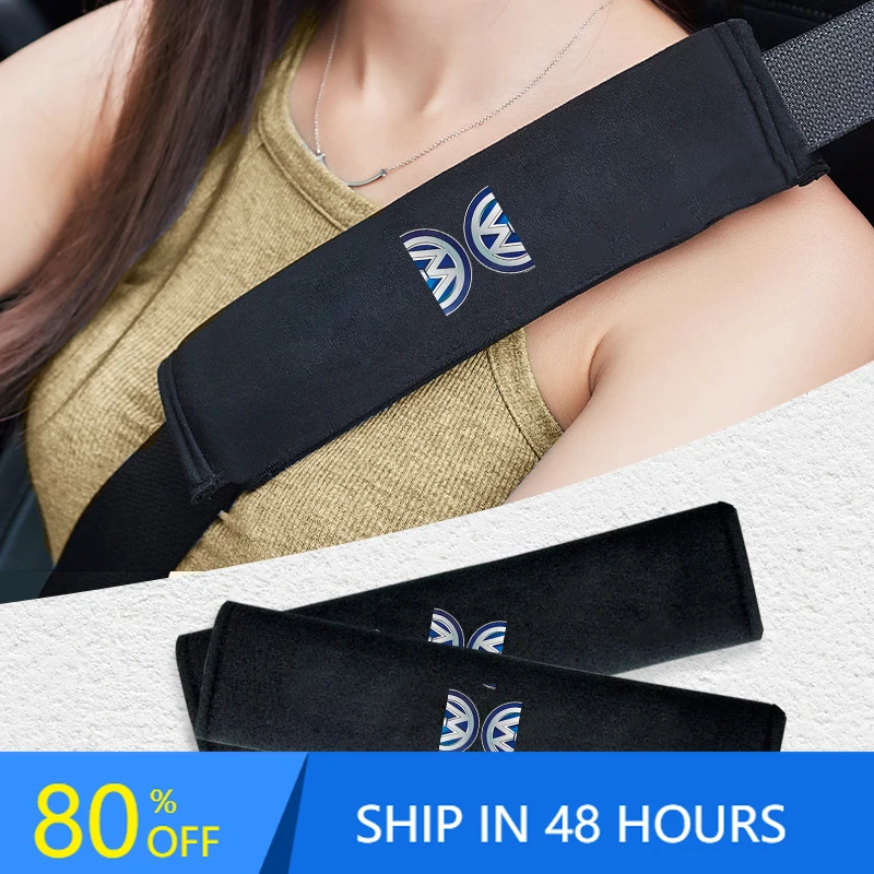 

Car Stickers 2025 Hot NEW Car Seat Belt Cover Soft Shoulder Strap Embroidery Shoulder Pad For Volkswagen Tharu R Polo R-Line