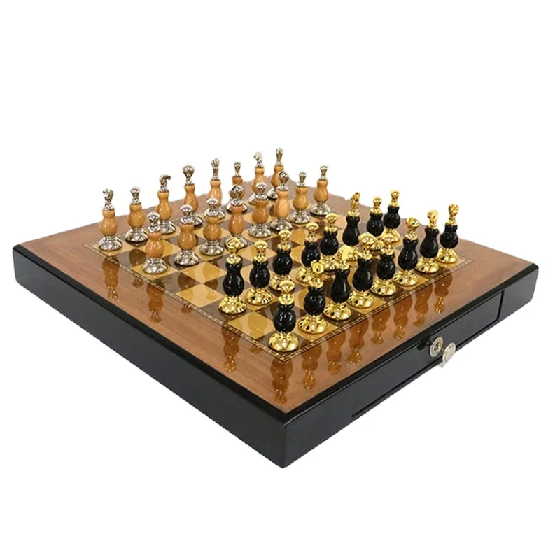 Luxury International Chess Set Metal Chess Pieces Large Family Table Board Games for Children Adult Nordic Home Decor Ornaments