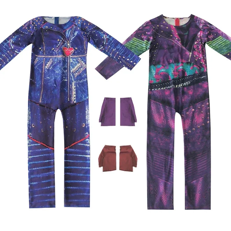 

Movie Evie Rise of Red Cosplay Costume Mal Disguise Jumpsuits Full Set for Kids Bodysuit Halloween Carnival Party Clothes