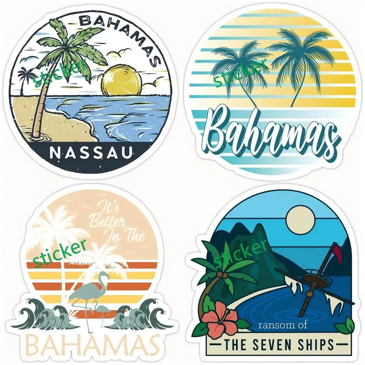 

Bahamas flag Travel Slogan Car Bumper Travel Stamp Colorful Car Stickers Walls Doors and Windows Yacht RV SUV Waterproof Decals