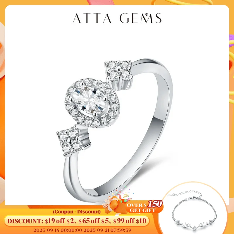 

ATTAGESM Oval Cut 5*3 Moissanite Rings for Women Solid 18K 14K 925 Sliver Yellow Gold Wedding Band for Anniversary Classic Gifts