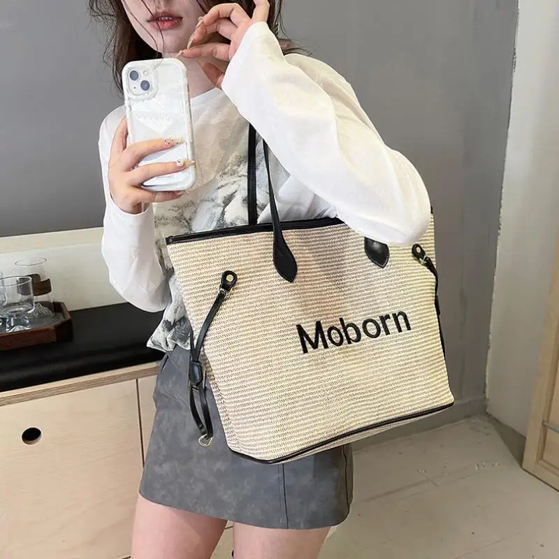 Woven Bag Women'S Large Capacity Shoulder Bag Large Bag Straw Woven Bag High-End Designer Crossbody Bag Handbag