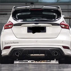 For Ford Focus Spoiler 2012-2018 Focus ST Three section ABS Plastic Carbon Fiber Appearance Rear Spoiler Glossy Black Top Wing